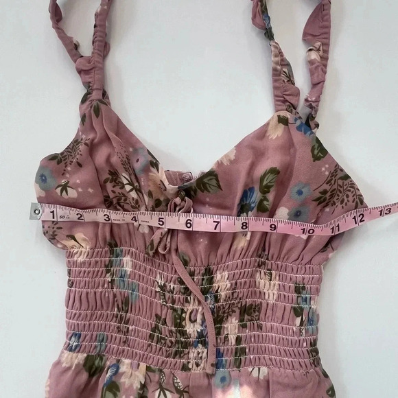Reformation Elyse Pink Floral Sleeveless Smocked Mini Dress Women Size 4… - Picture 9 of 10